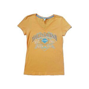 Harley Davidson Live Free Las Vegas Nevada 2014 Women's T-Shirt Orange Small